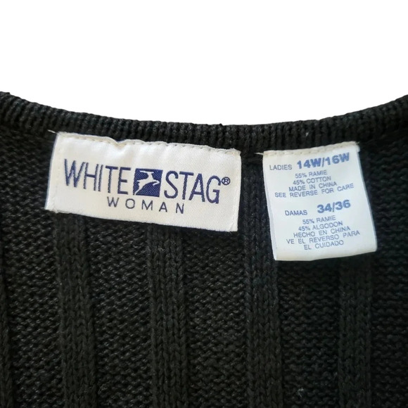 Vintage White Stag Women's Knit Embroidered Long Line Vest, Size 14W/16W - Picture 3 of 12